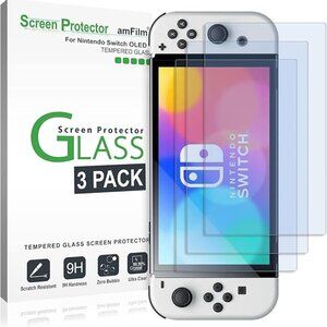 NWT amFilm Nintendo Switch Tempered Glass Screen Protector Compatible 7'' (2021)